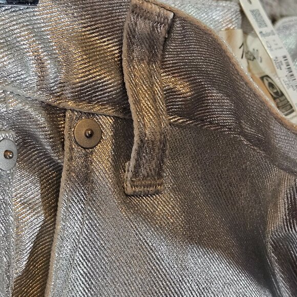 Madewell 90s Straight High-Rise Silver Metallic Jeans W30 Fitted Hip Straight Le - Picture 8 of 11